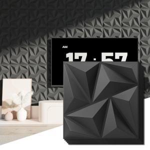 imageArt3d 197quotx197quot Pack Of 12 Wall Panel 3D Pyramid Snow WhiteDiamondBlack