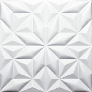 imageArt3d 3D Leather Tiles Decoartive 3D Wall Panels White Pyramid 236quot x 236quot 6 PackWhite Pyramid