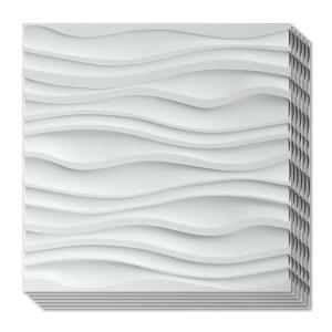 imageArt3d PVC Wave Board Textured 3D Wall Panels White 197quot x 197quot 12 Pack