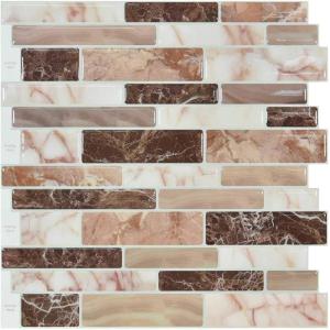 imageArt3d Peel and Stick Backsplash Tiles for Kitchen 10Sheet Stick on Wall Tiles for Kitchen Bathroom Laundry Room Back Splashes 12 x 12 Inch Brown Stone DesignBrown Marble
