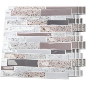 imageArt3d Peel and Stick Backsplash Tiles for Kitchen 10Sheet Stick on Wall Tiles for Kitchen Bathroom Laundry Room Back Splashes 12 x 12 Inch Brown Stone DesignTerrazzo
