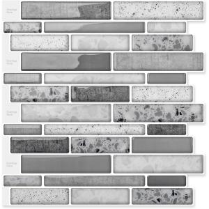 imageArt3d Peel and Stick Backsplash Tiles for Kitchen 10Sheet Stick on Wall Tiles for Kitchen Bathroom Laundry Room Back Splashes 12 x 12 Inch Brown Stone DesignGrey Marble