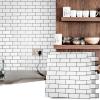 imageArt3d 10Piece Peel and Stick Backsplash Tile 12quot X 12quot SelfAdhesive Tile Sticker 10 TilesWarm White with Black Grout