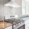 imageArt3d 10Piece Peel and Stick Backsplash Tile 12quot X 12quot SelfAdhesive Tile Sticker 10 TilesWarm White with Black Grout