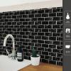 imageArt3d 10Sheet Peel and Stick Subway Backsplash 12 in x 12in Black Marble DesignBlack Marble