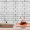 imageArt3d 10Sheet Peel and Stick Subway Backsplash 12 in x 12in Black Marble DesignWhiteblack Grout