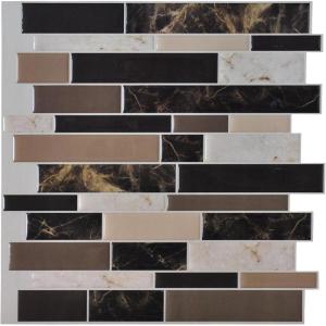 imageArt3d 10Piece Peel and Stick Backsplash Tile 12quot X 12quot SelfAdhesive Tile Sticker 10 TilesBrown