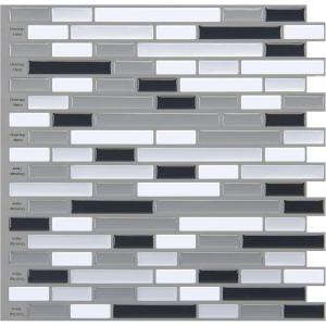 imageArt3d 10Piece Peel and Stick Backsplash Tile 12quot X 12quot SelfAdhesive Tile Sticker 10 TilesGraywhite