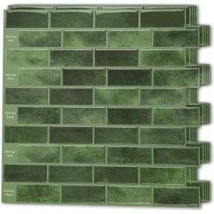 imageArt3d 10Piece Peel and Stick Backsplash Tile 12quot X 12quot SelfAdhesive Tile Sticker 10 TilesJade Green