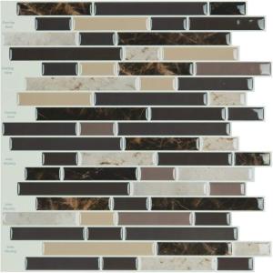 imageArt3d 10Piece Peel and Stick Backsplash Tile 12quot X 12quot SelfAdhesive Tile Sticker 10 TilesLight Brown