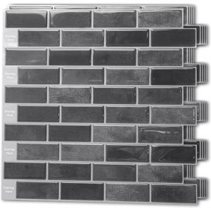 imageArt3d 10Piece Peel and Stick Backsplash Tile 12quot X 12quot SelfAdhesive Tile Sticker 10 TilesSmoky Black