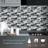 imageArt3d 10Sheet Peel and Stick Backsplash 12 in x 12in White Marble DesignBlack Marble