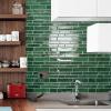 imageArt3d 10Sheet Premium Stick On Kitchen Backsplash Tiles 12quotx12quot Peel and Stick Self Adhesive Wall Tiles White Marble DesignGreen
