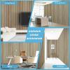 imageArt3d 4Pack GlueOn Herringbone Wainscoting Panel for Interior Wall Decor  104 x 12 Inch Polystyrene Ultralight Slim Slat Wall Panels for Living Room Bedroom AshtreeTeak