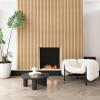imageArt3d Slat Wood Wall Paneling for Interior and Ceiling Decoration  Pack of 4pcs  1pc EndTrim Size 108 x 57in BlackNatural WoodRectangle