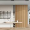 imageArt3d Slat Wood Wall Paneling for Interior and Ceiling Decoration  Pack of 4pcs  1pc EndTrim Size 108 x 57in BlackNatural WoodSemiCylinder