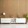 imageArt3d Slat Wood Wall Paneling for Interior and Ceiling Decoration  Pack of 4pcs  1pc EndTrim Size 108 x 57in BlackNatural WoodSemiCylinder