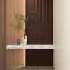 imageArt3d Slat Wood Wall Paneling for Interior and Ceiling Decoration  Pack of 4pcs  1pc EndTrim Size 108 x 57in BlackSmoked Oak