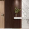 imageArt3d Slat Wood Wall Paneling for Interior and Ceiling Decoration  Pack of 4pcs  1pc EndTrim Size 108 x 57in BlackSmoked Oak