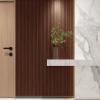 imageArt3d Slat Wood Wall Paneling for Interior and Ceiling Decoration  Pack of 4pcs  1pc EndTrim Size 108 x 57in BlackWalnut