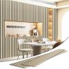 imageArt3d 4Pack GlueOn Herringbone Wainscoting Panel for Interior Wall Decor  104 x 12 Inch Polystyrene Ultralight Slim Slat Wall Panels for Living Room Bedroom AshtreeSixgrid Oak