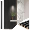imageArt3d Slat Wood Wall Paneling for Interior and Ceiling Decoration  Pack of 4pcs  1pc EndTrim Size 108 x 57in BlackBlack