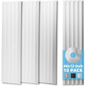 imageArt3d 10Pack Peel and Stick Acoustic Panels with Acrylic Tape  12 x 48 inches Self Adhesive Sound Absorbing Polyester Wall Panels for Home Office Studio BlackWhitepolyester