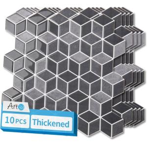 imageArt3d 10Sheet Peel and Stick Backsplash Tiles 12x12 Inch SelfAdhesive 3D Wall Tiles for Kitchen Bathroom Countertop  Thickened Waterproof Design White ampamp BlackGraphite Gray