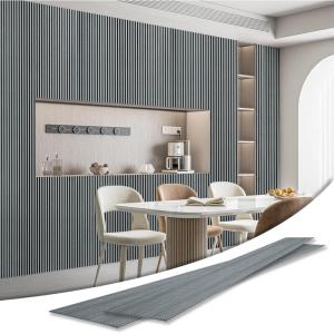 imageArt3d 4Pack GlueOn Herringbone Wainscoting Panel for Interior Wall Decor  104 x 12 Inch Polystyrene Ultralight Slim Slat Wall Panels for Living Room Bedroom AshtreeWeathered Teak