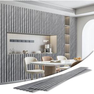 imageArt3d 4Pack GlueOn Herringbone Wainscoting Panel for Interior Wall Decor  104 x 12 Inch Polystyrene Ultralight Slim Slat Wall Panels for Living Room Bedroom AshtreeGranite