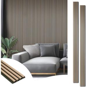 imageArt3d 8Pack WPC Wood Slat Wall Panel for Interior Wall Dcor 3D Wood Fluted Acoustic Wall Paneling for Living Room Bedroom Home ampamp Office Accent Wall Decor  96 x 6 Inch OakOak