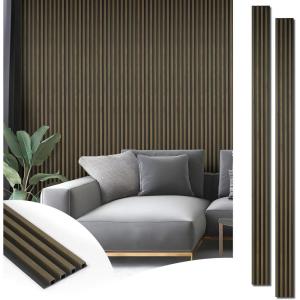imageArt3d 8Pack WPC Wood Slat Wall Panel for Interior Wall Dcor 3D Wood Fluted Acoustic Wall Paneling for Living Room Bedroom Home ampamp Office Accent Wall Decor  96 x 6 Inch OakEbony