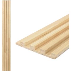 imageArt3d Slat Wood Wall Paneling for Interior and Ceiling Decoration  Pack of 4pcs  1pc EndTrim Size 108 x 57in BlackNatural WoodSemiCylinder