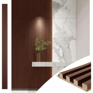 imageArt3d Slat Wood Wall Paneling for Interior and Ceiling Decoration  Pack of 4pcs  1pc EndTrim Size 108 x 57in BlackWalnut