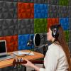imageArt3d 20Pack Sound Proof Wall Panels Diamond Design 3D Textured Acoustic Wall Panels for Sound Absorbing Accent Wall Panels for Gaming Room Bedroom Living Room  118quotx118quot BlackBlack