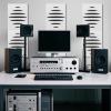 imageArt3d 6Pack SelfAdhesive Soundproof Acoustic Panels for Wall 16 x 12 Inch Wave Design Noise Block with Polyester ampamp Foam for Bedroom Studio OfficeWhite  Style1