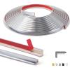 imageArt3d 20ft Outside Vinyl Corner Trim Peel and Stick for Tile and Wall Edges Furniture Decoration WhiteStainless Steel