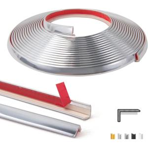 imageArt3d 20ft Outside Vinyl Corner Trim Peel and Stick for Tile and Wall Edges Furniture Decoration WhiteStainless Steel