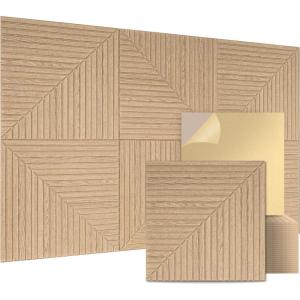 imageArt3d 6Pack SelfAdhesive Acoustic Wall Panels for Home Dcor 24 x 24 Inch Soundproofing Panels for Office Studio Bedroom  High Noise Absorption Polyester Fiber CamelWood Grain Airbrush