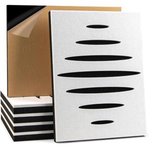 imageArt3d 6Pack SelfAdhesive Soundproof Acoustic Panels for Wall 16 x 12 Inch Wave Design Noise Block with Polyester ampamp Foam for Bedroom Studio OfficeWhite  Style1