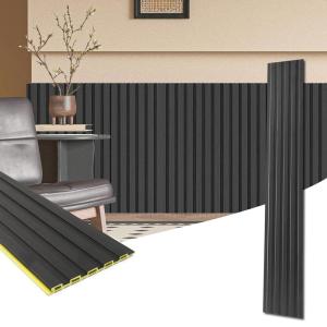 imageArt3d WPC Slat Wall Panels 8Pack 108 x 6 Inch 3D Wall Accents for Interior Wall Decor Living Room Bedroom BlackBlack