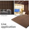 imageArt3d 2 Wood Slat Acoustic Panels for Wall and Ceiling  3D Fluted Sound Absorbing Panel with Wood Finish  Matte BlackDark Walnut