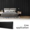 imageArt3d 2 Wood Slat Acoustic Panels for Wall and Ceiling  3D Fluted Sound Absorbing Panel with Wood Finish  Matte BlackMatte Black