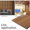 imageArt3d 2 Wood Slat Acoustic Panels for Wall and Ceiling  3D Fluted Sound Absorbing Panel with Wood Finish  Matte BlackTeak