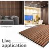 imageArt3d 2 Wood Slat Acoustic Panels for Wall and Ceiling  3D Fluted Sound Absorbing Panel with Wood Finish  Matte BlackWalnut