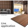 imageArt3d 2 Wood Slat Acoustic Panels for Wall and Ceiling  3D Fluted Sound Absorbing Panel with Wood Finish  Matte BlackWalnut