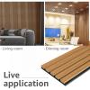 imageArt3d 4Piece Wood Slat Acoustic Panels for Stylish Decor and Noise Reduction 3D Textured Panel for Ceiling and Wall White ElmWarm Teak
