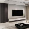 imageArt3d 8Pack 96 x 6in WPC Acoustic Slat Wall Panel for Modern Interior Decor TV Background Living Room Matte BlackWalnut