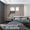 imageArt3d 8Pack 96 x 6in WPC Acoustic Slat Wall Panel for Modern Interior Decor TV Background Living Room Matte BlackWhite Ash