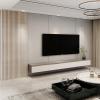 imageArt3d 8Pack 96 x 6in WPC Acoustic Slat Wall Panel for Modern Interior Decor TV Background Living Room Matte BlackWhite Ash